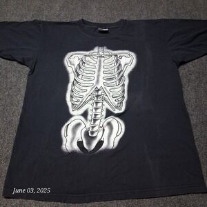 VTG Royall Avalon Rib Cage Skeleton T Shirt Size Large Black